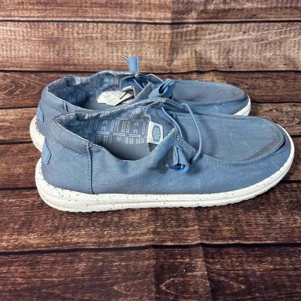 Hey Dude Wendy Stretch Canvas Light Blue Women's Loafers Shoes Size 10 40902-450